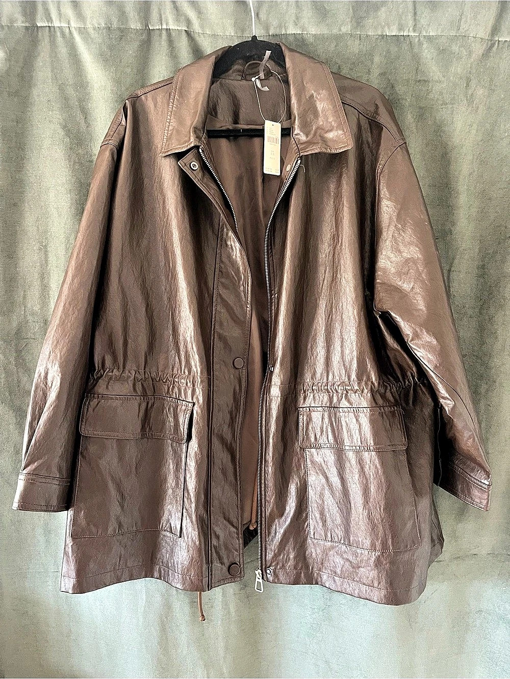 Anthropologie 4242 Brown Leather Jacket Size 1X NWT